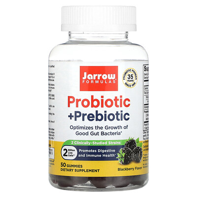 

Jarrow Formulas Probiotic + Prebiotic Blackberry 2 Billion 50 Gummies