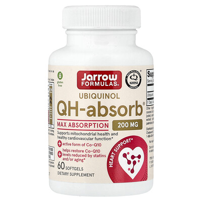 Jarrow Formulas, Ubiquinol, QH-Absorb, 200 mg, 60 cápsulas blandas