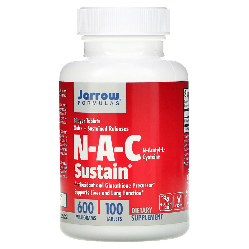 Jarrow Formulas, N-A-C Sustain, N-Acetyl-L-Cysteine, 600 Mg, 100 ...