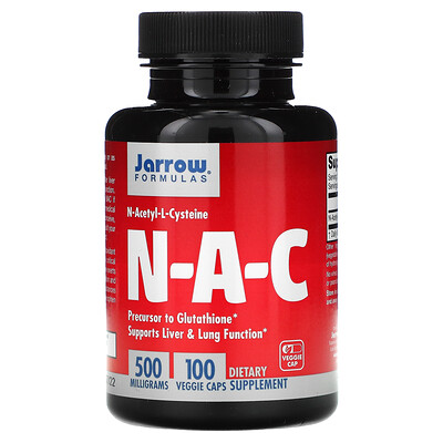 Jarrow Formulas N-A-C, N-ацетил-L-цистеин, 500 мг, 100 вегетерианских капсул