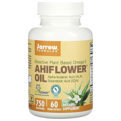 Jarrow Formulas Ahiflower Oil, 750 mg, 60 Vegan Softgels