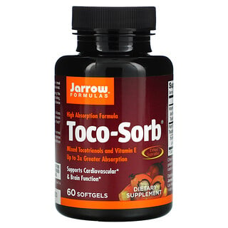 Jarrow Formulas, Toco-Sorb, Tocotrienóis Mistos e Vitamina E, 60 Cápsulas Softgel
