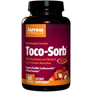 Jarrow Formulas, Toco-Sorb, смешанный Токотринол и витамин Е, 60 капсул