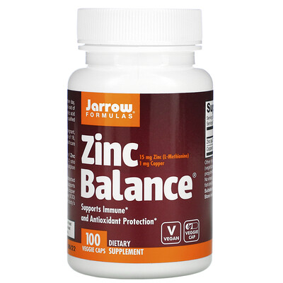 Jarrow Formulas Zinc Balance, 100 вегетарианских капсул