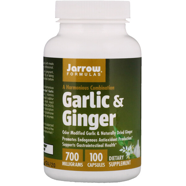 Jarrow Formulas, Garlic & Ginger, 700 mg, 100 Capsules