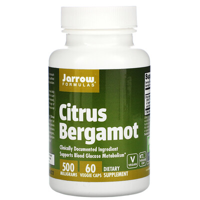 Jarrow Formulas цитрусовый бергамот, 500 мг, 60 растительных капсул
