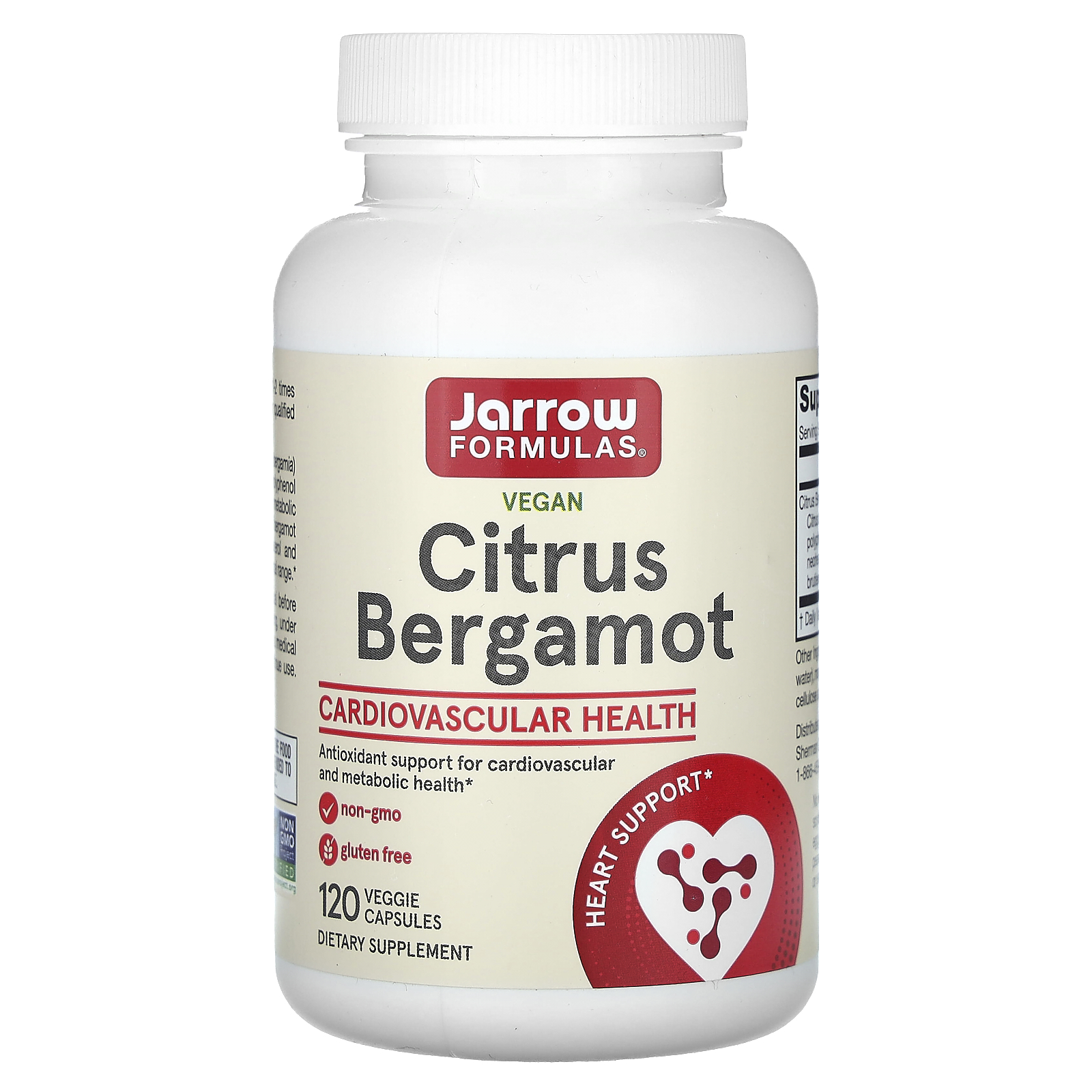 Jarrow Formulas (자로우포뮬러스), 비건 시트러스 베르가모트, 베지 캡슐 120정(캡슐 1정당 500mg)