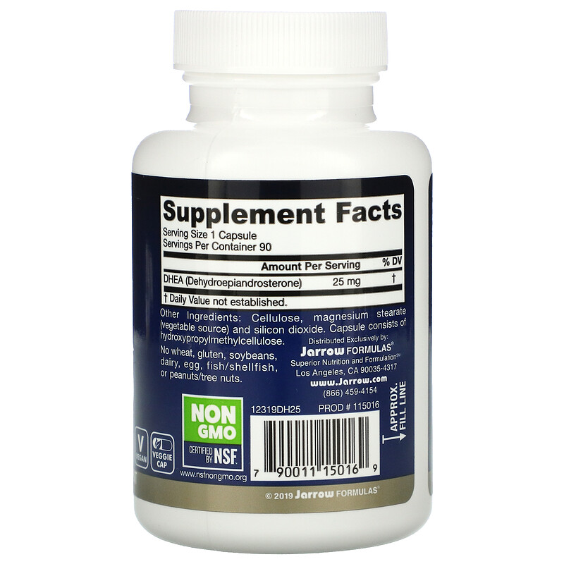 Jarrow Formulas, DHEA 25, 25 mg, 90 Veggie Caps iHerb