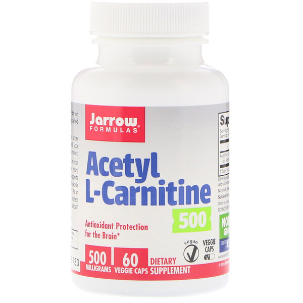 ацетил-L-карнитин, 500 мг, 60 растительных капсул
