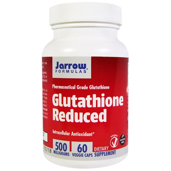 Jarrow Formulas, Глутатион сокращенный, 500 мг, 60 вегетарианских капсул
