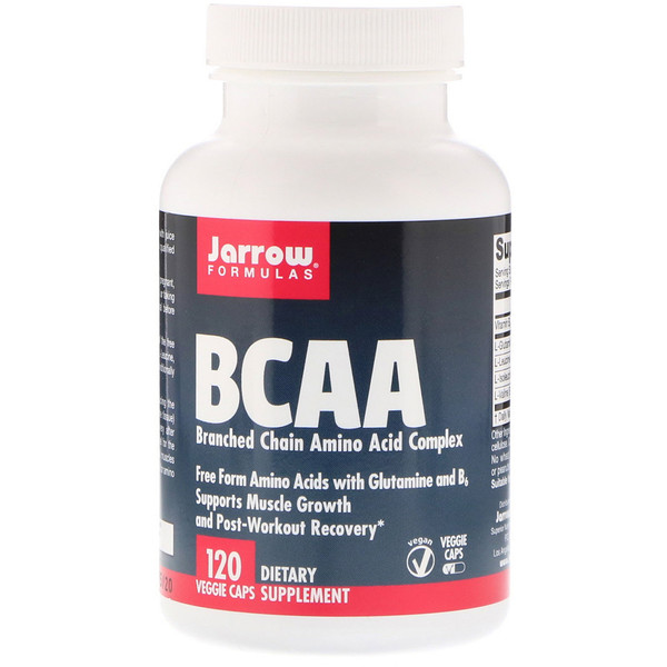 Jarrow Formulas, BCAA, комплекс аминокислот с разветвленной цепью, 120 растительных капсул
