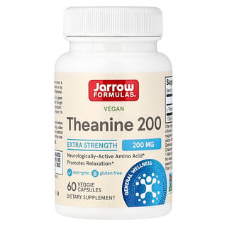 Jarrow Formulas, веганський теанін 200, 200 мг, 60 вегетаріанських капсул