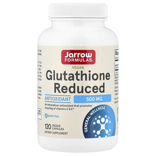 Jarrow Formulas, Glutatión reducido vegano, 500 mg, 120 cápsulas vegetales