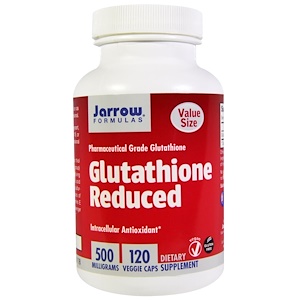 Jarrow Formulas, Глутатион сокращенный, 500 мг, 120 вегетарианских капсул