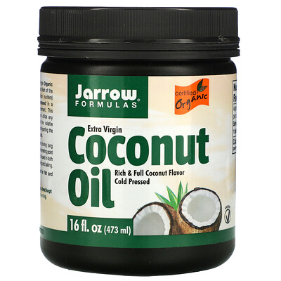 Jarrow Formulas органическое кокосовое масло холодного отжима отжатое шнековым прессом 473 мл (16 жидк. унций)