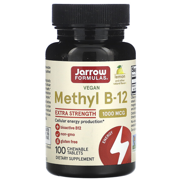 Jarrow Formulas Methyl B-12, Lemon, 1,000 mcg, 100 Chewable Tablets