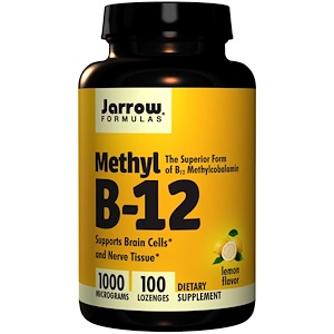 Jarrow Formulas, Метил B-12, со вкусом лимона, 1000 мкг, 100 пастилок
