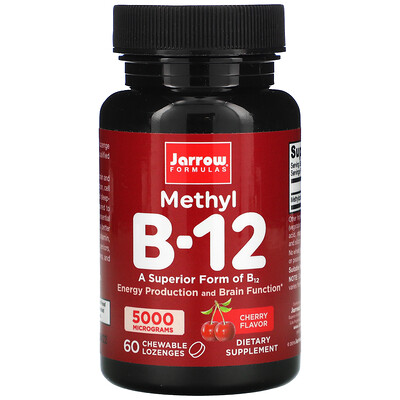 

Jarrow Formulas Methyl B-12 Cherry Flavor 5 000 mcg 60 Chewable Lozenges