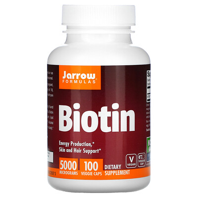 Jarrow Formulas биотин, 5000 мкг, 100 вегетарианских капсул