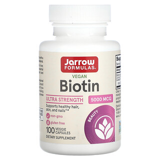Jarrow Formulas, Biyotin, 5.000 mcg, 100 Bitkisel Kapsül