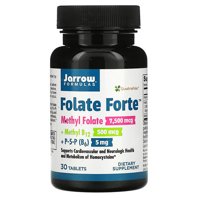 

Jarrow Formulas Folate Forte, метилфолат, метил B12 и P-5-P, 30 таблеток