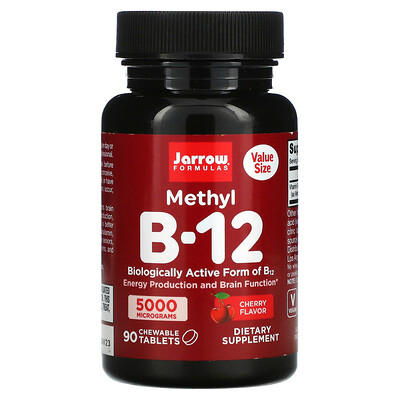 

Jarrow Formulas Метил B-12, вишня, 5000 мкг, 90 жевательных таблеток