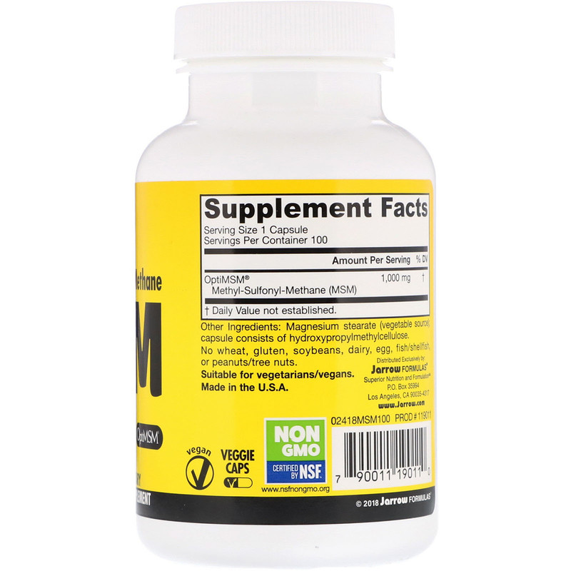 Jarrow Formulas, MSM, 1,000 mg, 100 Veggie Caps iHerb