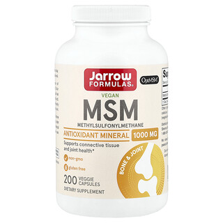 Jarrow Formulas, MSM, 1.000 mg, 200 cápsulas veganas