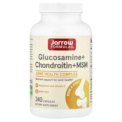 Product Image for Jarrow Formulas, Glucosamine + Chondroitin + MSM, 240 Capsules