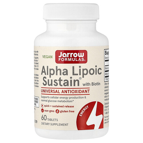 Jarrow Formulas, Alpha Lipoic Sustain® mit Biotin, 60 Tabletten