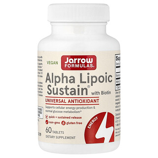 Jarrow Formulas, Alpha Lipoic Sustain® с биотином, 60 таблеток