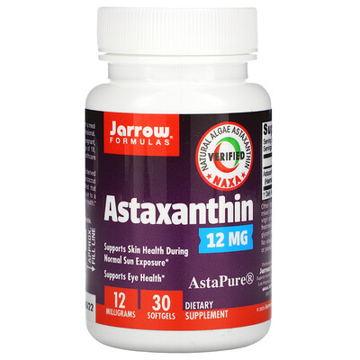 Jarrow Formulas Астаксантин, 12 мг, 30 мягких желатиновых капсул