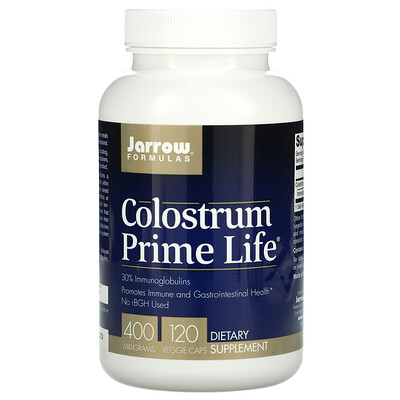 

Jarrow Formulas Prime Life, молозиво, 400 мг, 120 растительных капсул