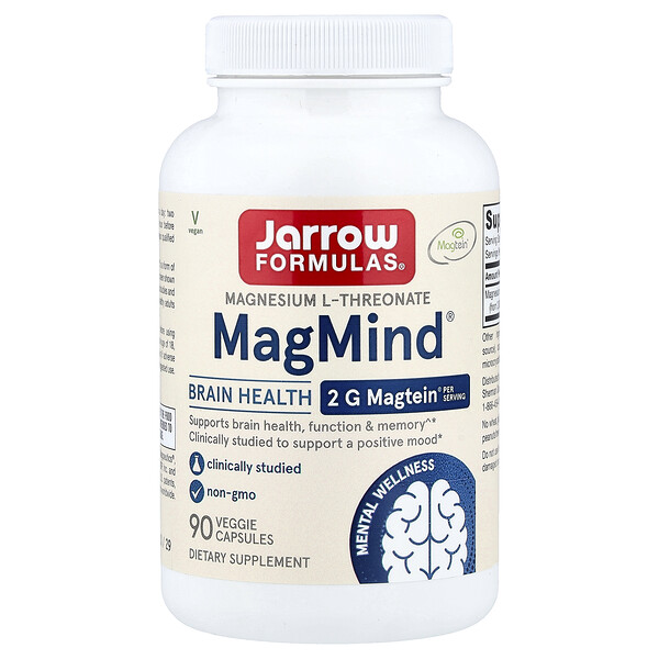 Jarrow Formulas MagMind®, Brain Health, 90 Veggie Capsules (48 mg per Capsule)