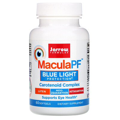 Jarrow Formulas препарат для защиты зрения, MaculaPF, Blue Light Protection, 60 капсул