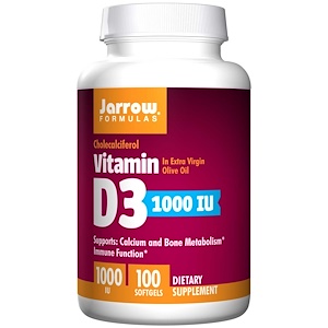 Jarrow Formulas, Витамин D3, 1000 МЕ, 100 гелевых капсул