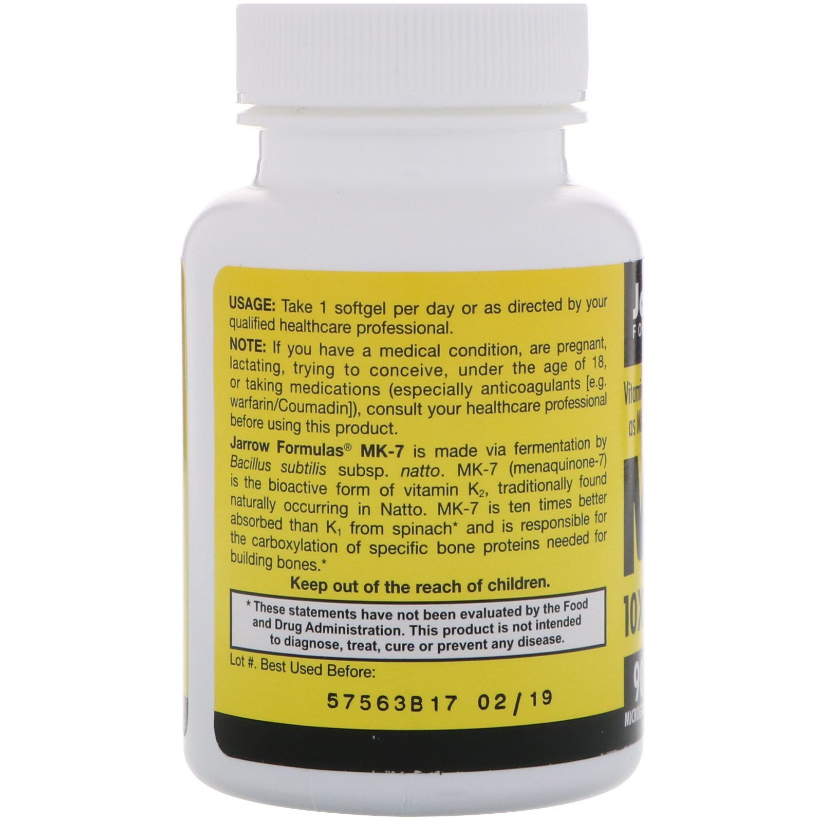 Jarrow Formulas, MK7, Vitamin K2 as MK7, 90 mcg, 120 Softgels