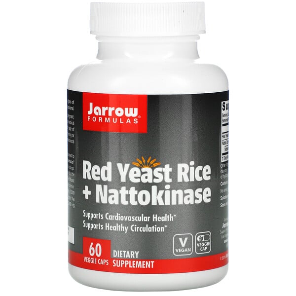 Jarrow Formulas, Red Yeast Rice + Nattokinase, Rotschimmelreis + Nattokinase, 60 vegetarische Kapseln