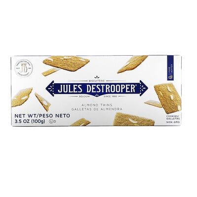 Jules Destrooper Печенье с миндалем, 100 г (3, 5 унции)  - купить со скидкой