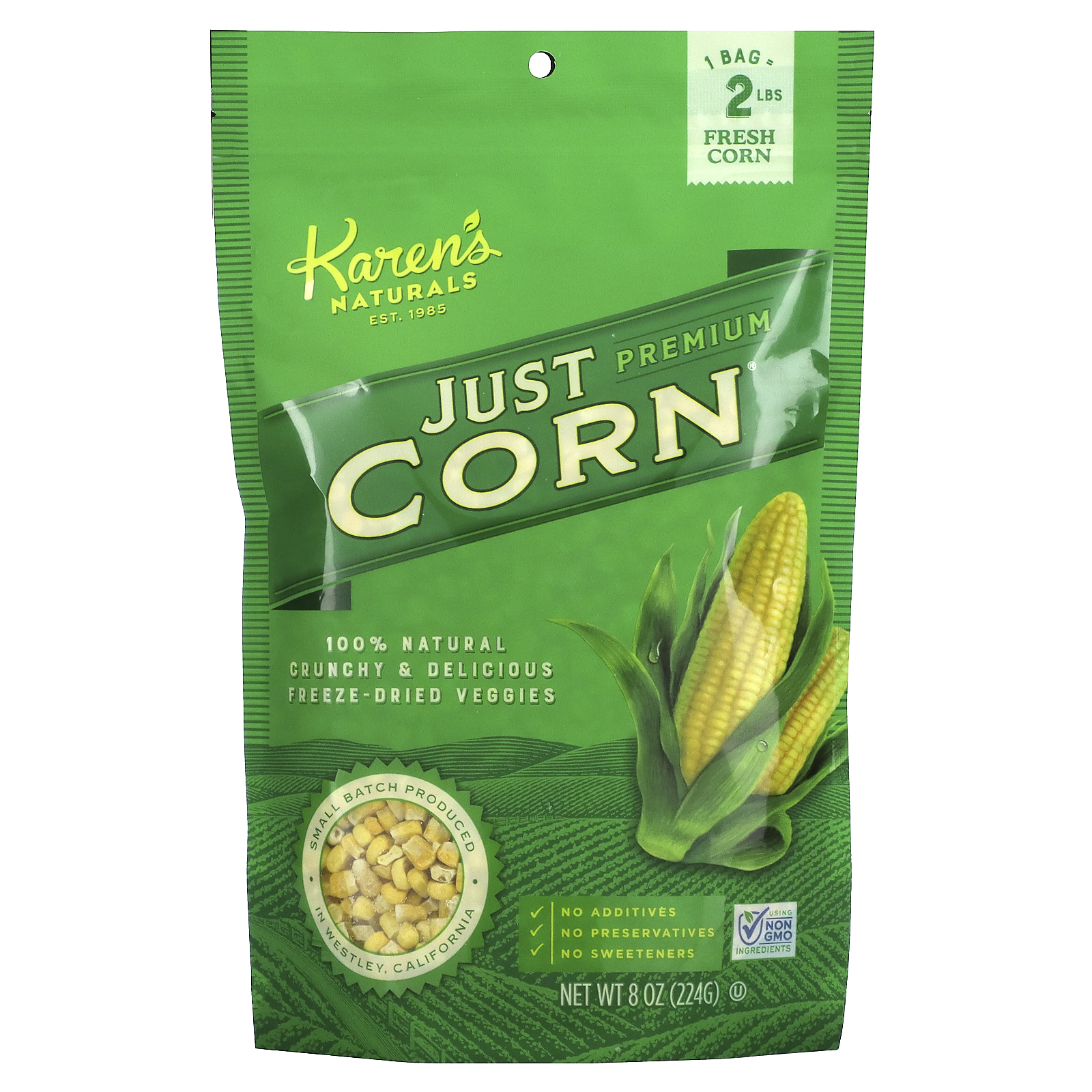 Karen's Naturals, Premium Freeze-Dried Veggies, Just Corn, 8 oz (224 g)