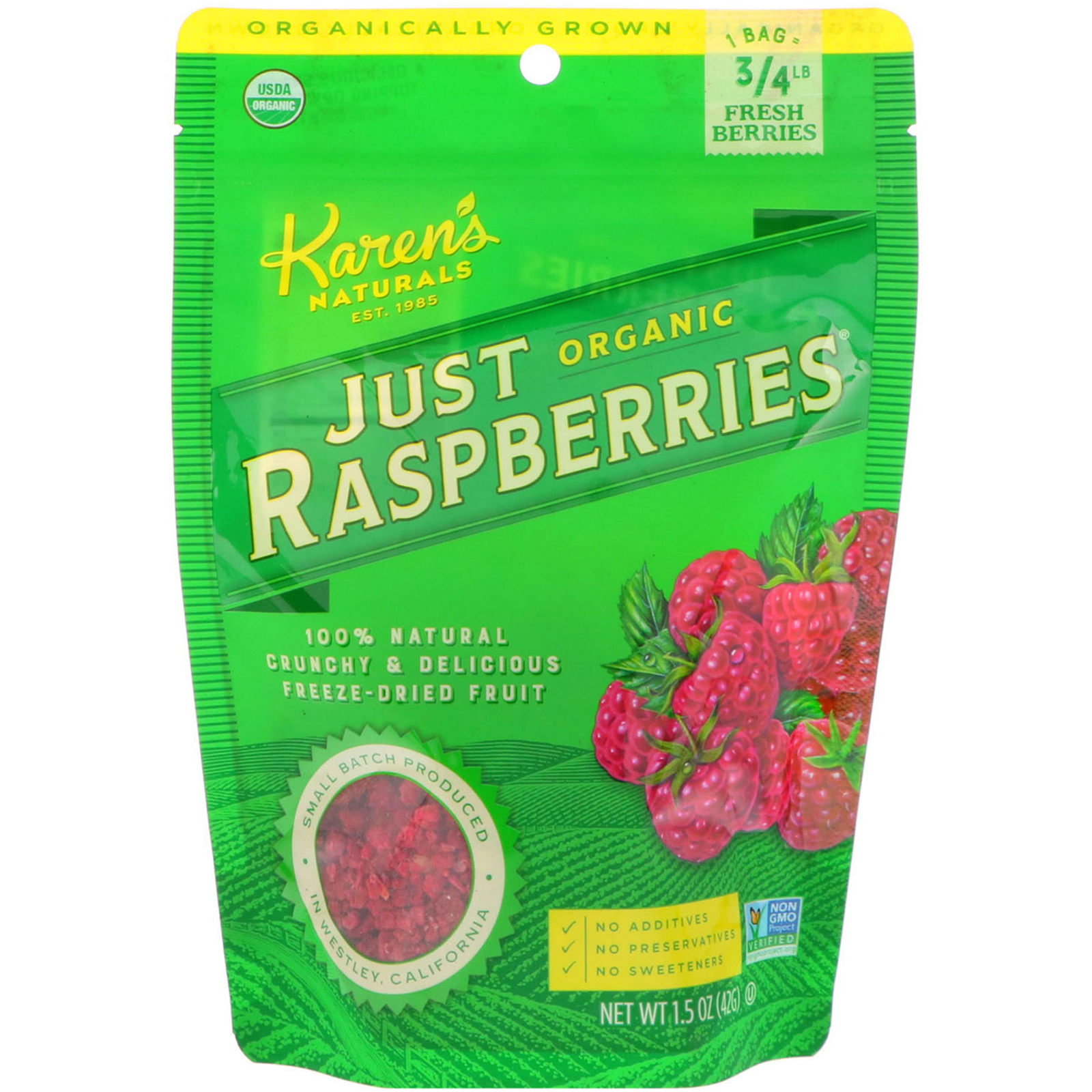 Karen's Naturals 当店限定販売 Organic Just Raspberries オーガニック 売上実績NO.1 ジャスト ラズベリーズ 42g 1.5オンス