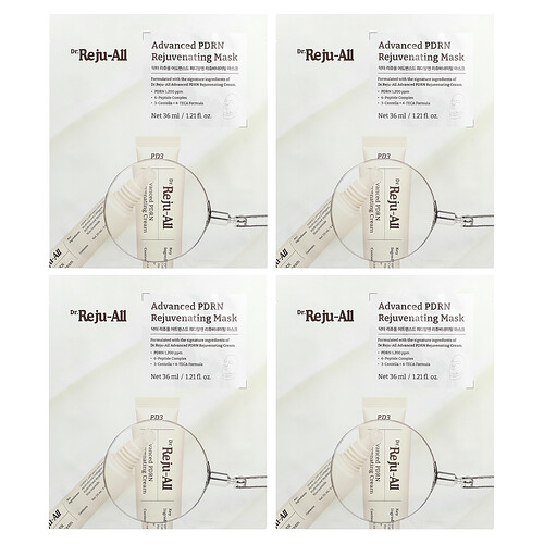 Dr. Reju-All, Advanced PDRN Rejuvenating Beauty Mask, 4 Sheets, 1.21 fl oz (36 ml) Each