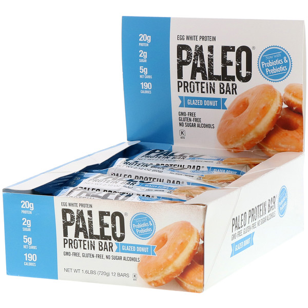 Julian Bakery, PALEO Protein Bar, Glazed Donut, 12 Bars, 2.12 oz (60 g