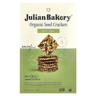 Julian Bakery, Biologische Zaad Crackers, Zout & Peper, 8.4 oz (238 g)