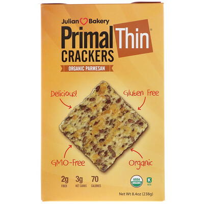 Julian Bakery крекеры Primal Thin, органический пармезан, 238 г (8,4 унции)