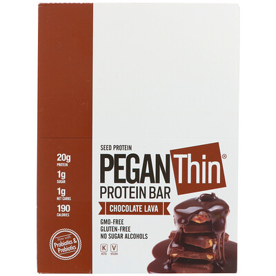 Julian Bakery Тонкий протеиновый батончик Pegan, шоколадная лава, 12 батончиков, весом 65 г (2,29 унции) каждый