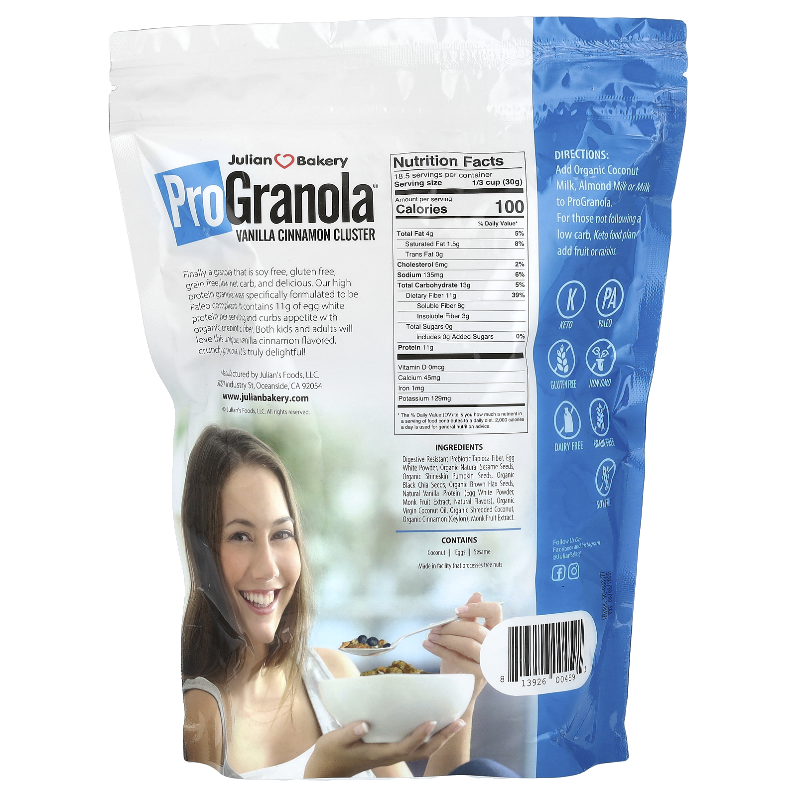 Julian Bakery Keto Protein Vanilla Cinnamon Cluster Pro Granola