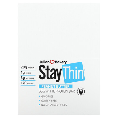 

Julian Bakery StayThin Egg White Protein Bar Peanut Butter 12 Bars 1.72 lbs (781.2 g)