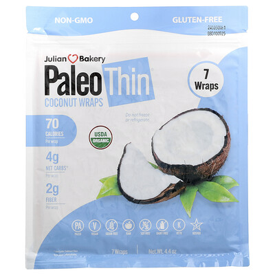 Product Image for Julian Bakery, PaleoThin , Coconut Wraps, 7 Wraps, 4.4 oz