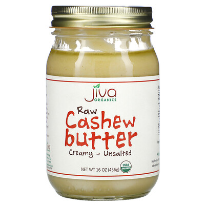 Jiva Organics Raw Cashew Butter, Creamy - Unsalted, 16 oz (456 g)
